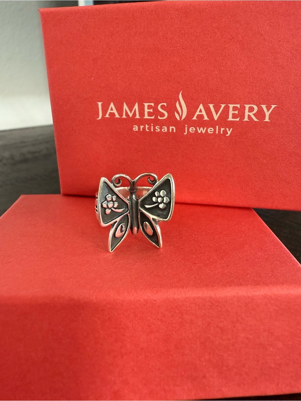 James Avery Mariposa Ring -Silver Butterfly with Floral Accents